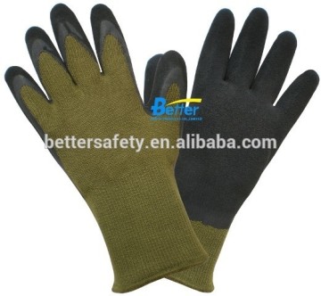 Green Bamboo Lined Black Latex Foam Coated Work Glove