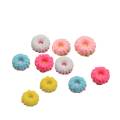 Mignon 100 pièces Mini joli coloré en résine beignets perles Cookie pas cher en vrac résine artisanat forme ronde Kawaii Cabochons pour bricolage