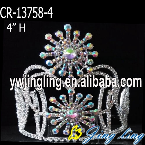 Wholesale And Custom Rhinestone AB Snowflake Pageant Crown