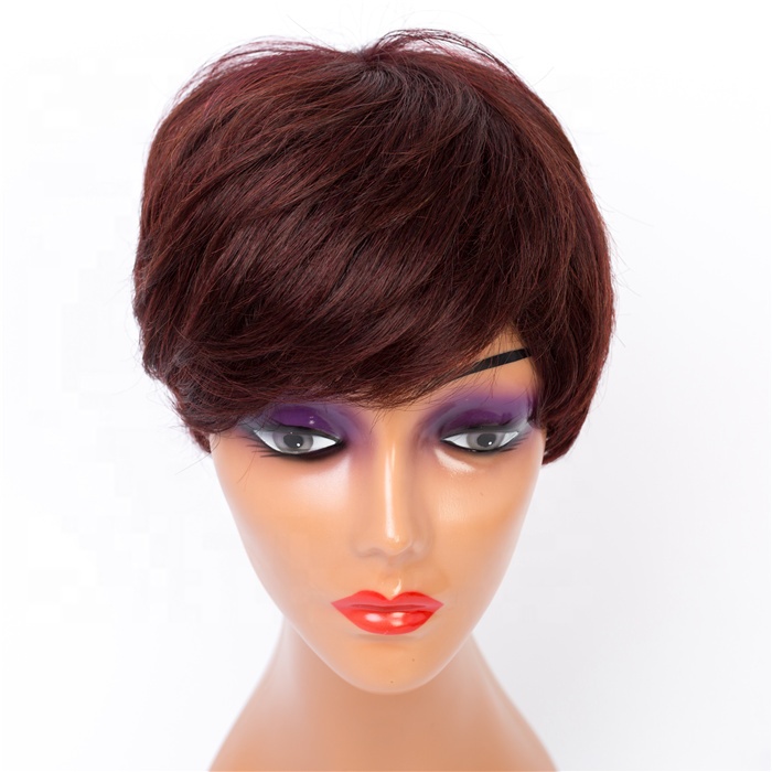 Top Selling  In Stock Popular Short Cut Good Quality  100% Human Hair Machine Made Wigs