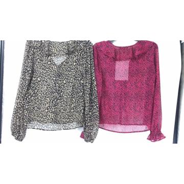 Blusa de manga larga con estampado de leopardo de lúrex para mujer