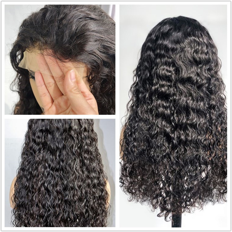 30 Inch Brazilian Virgin Hair 100 Percent Water Wave HD Lace Frontal Wig Peruvian Water wave Wig Deep Curly Wave Human Hair Wig