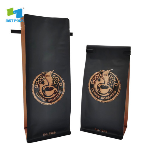 250gr folielamineret mat sort taske til kaffe