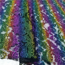 multi color foil poly cord lace dress fabrics