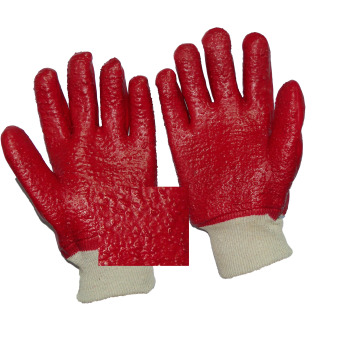 Guantes de trabajo rojos de PVC totalmente sumergidos