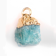 Amazonalite Irregular Raw Stone Gilded Pendant For Making Jewlery