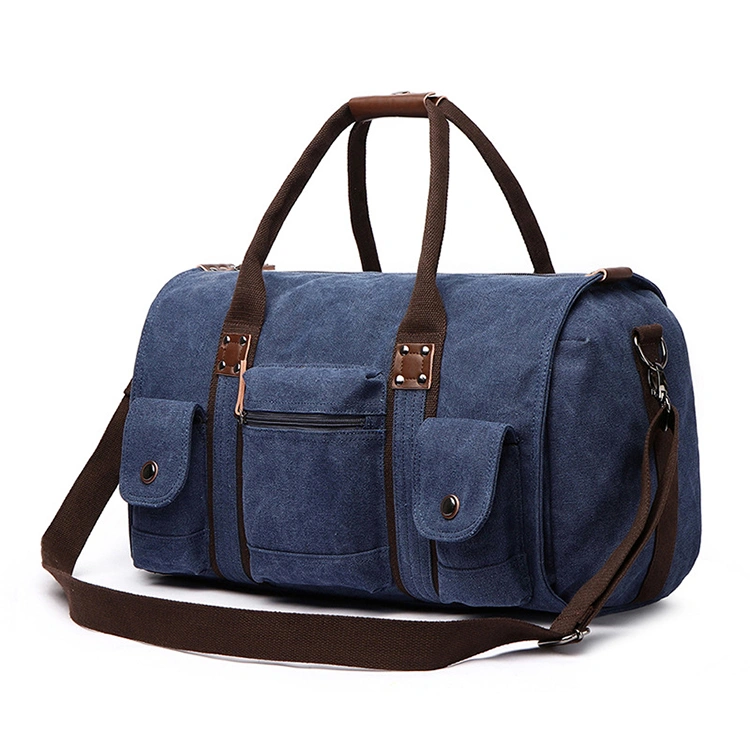 European and American Style Large Capacity Canvas Handbag Men and Women's Pure Color Travel Bag