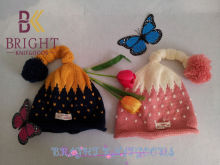 Adult Warmly Knit Hats With Black , Pink For Winter , Hand Knitted Hats