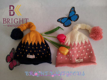 Adult Warmly Knit Hats With Black , Pink For Winter , Hand Knitted Hats