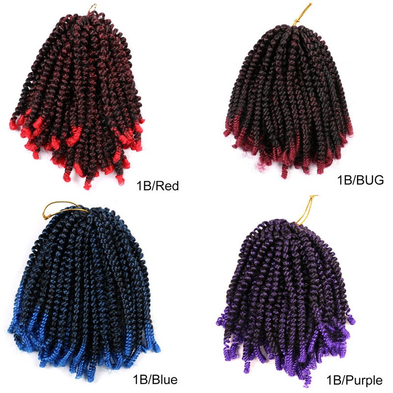 Spring Twist Crochet Hair Braids Curly Fluffy Bomb Twist Spring Curl 8inch Synthetic Hair Extension