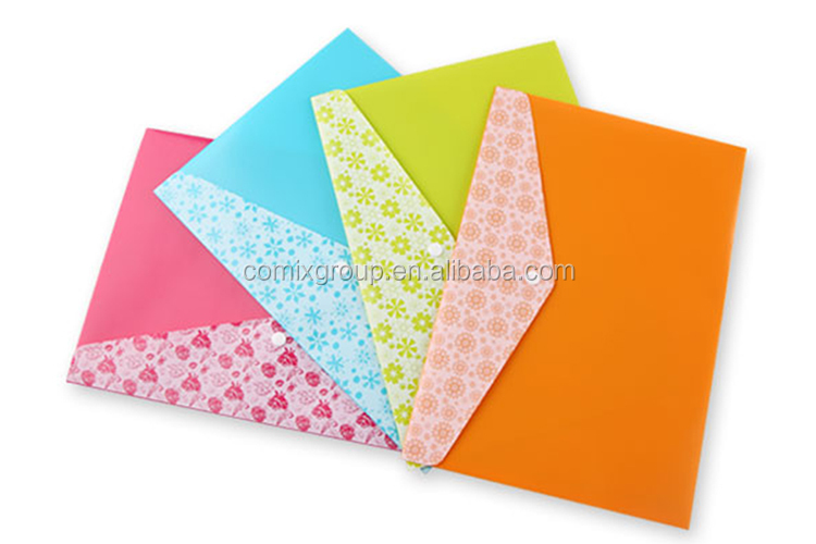 Comix supplier a4 button document envelope plastic folder for sale