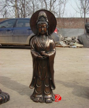bronze standing buddha sculpture kwan yin statue