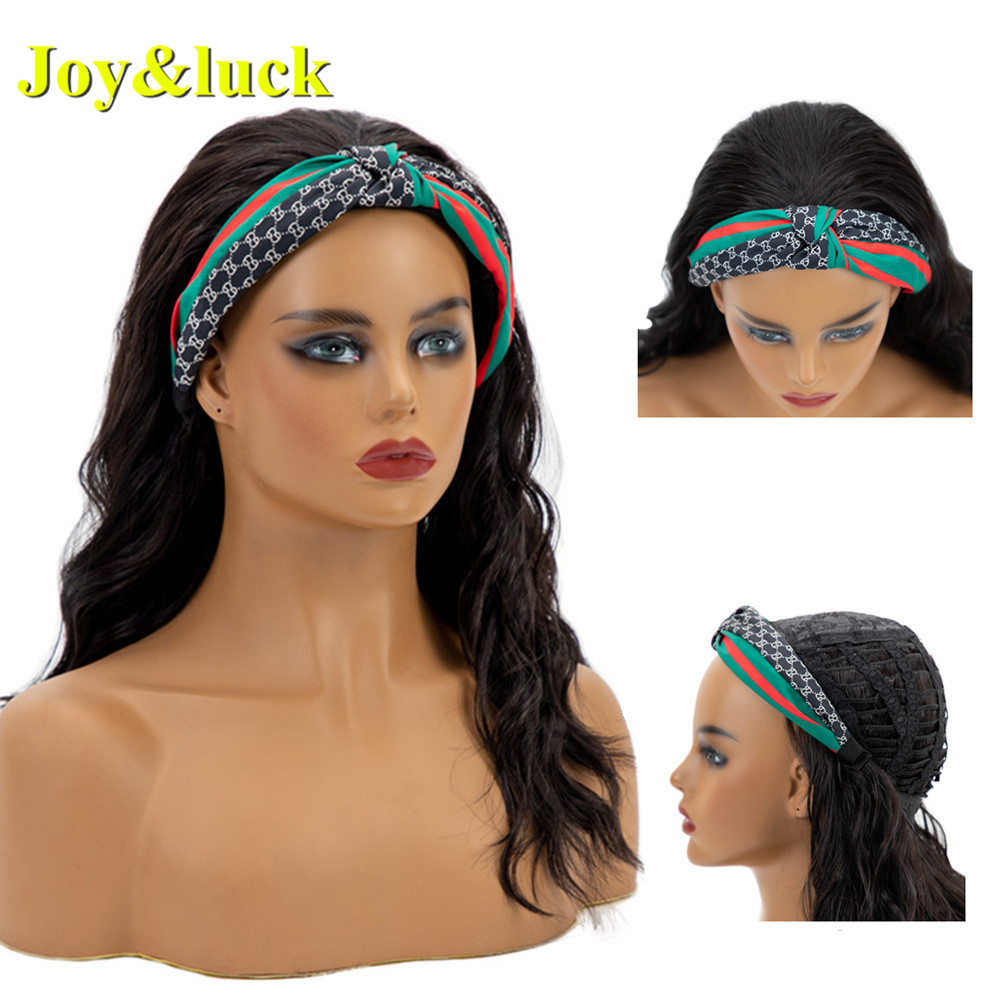 African Wholesale Ombre Brown Head Band Wigs Ladies Scarf Black Hairband Short Afro Kinky Curly Headband Wig Synthetic Hair Wigs