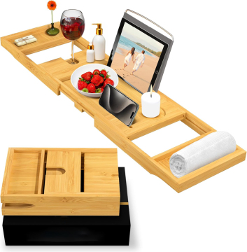 Bamboo Bathtub Tray with Expandable Sides