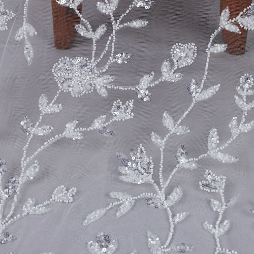 Delikat design Pärlstavar och paljetter Bridal Lace Embroidery