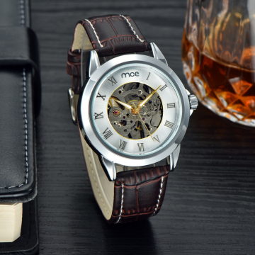 custom logo skeleton mechanical men wrist watches