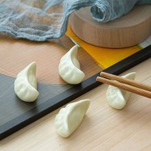 Personalized Ceramic Chopstick Rest Holder - Dumpling Style Porcelain Chopstick Stand