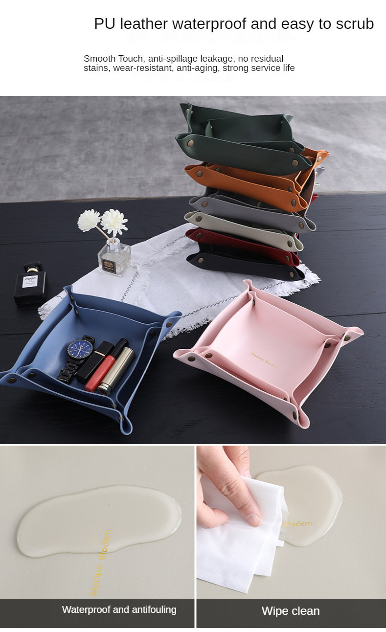 2021 Wholesale Ready Stock Leather Double-deck Dice Tray Jewelry Tray for Key Coin Change Phone Wallet