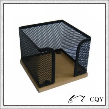 metal mesh memo holder with wooden base