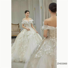 Custom Made Luxury Ball Crystal High-end off shoulder wedding dress gown bridal
