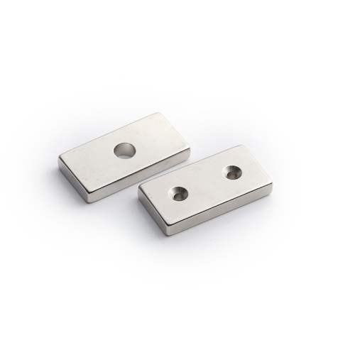 high quality double holes block neodymium magnet