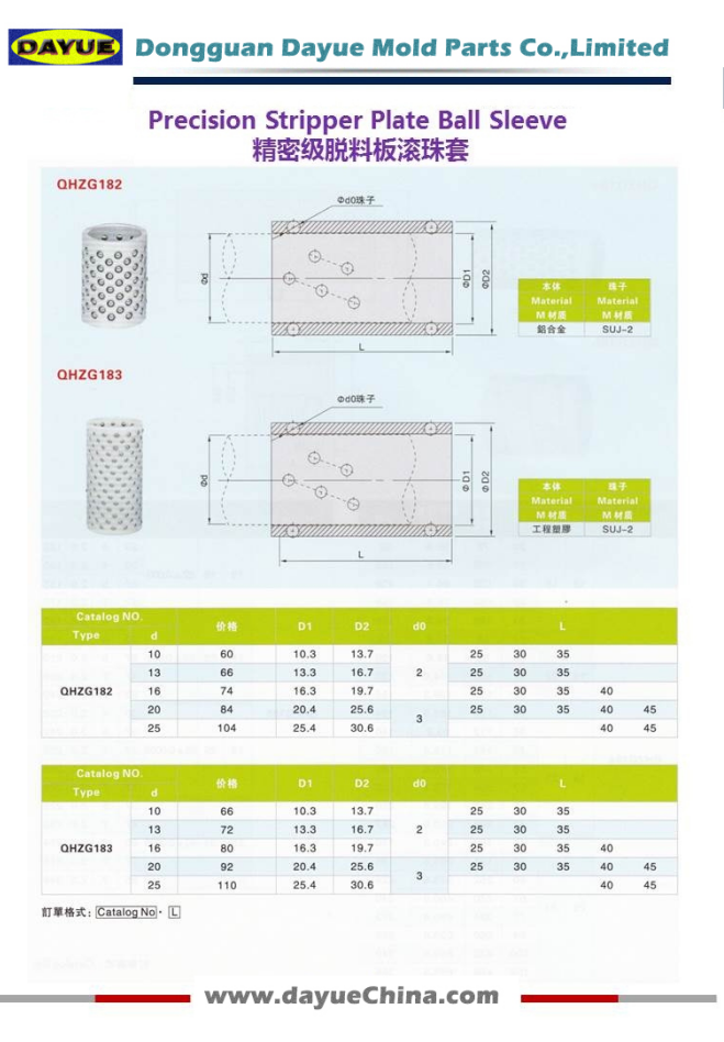 JIS Standard Precisiom Stripper Plate Ball Sleeve Parts