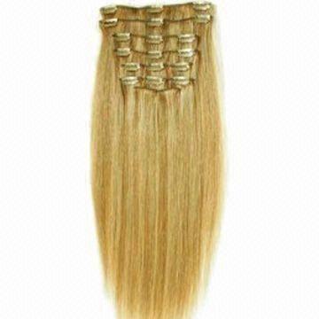 Clips-on Hair Extension in Silky Straight Style, Available in Size of 8 to 30-inch