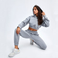 2021 Custom Womens Cropped Hoodie Survêtement Set Fashion