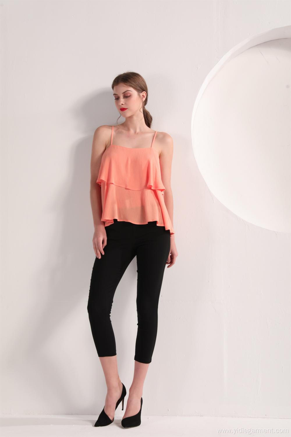 Women's Peach Color Founce Top