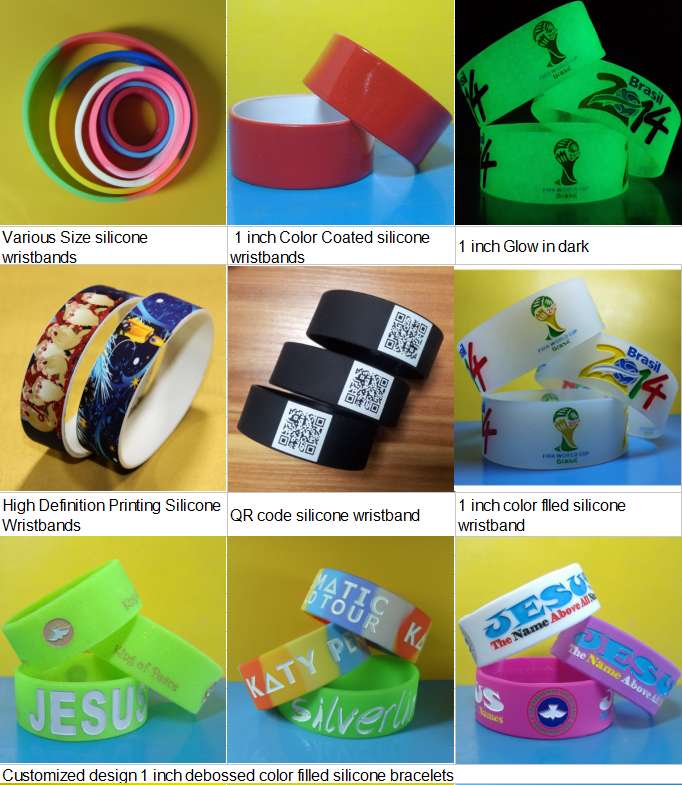 Custom 12mm solid color embossed Silicone Wristbands