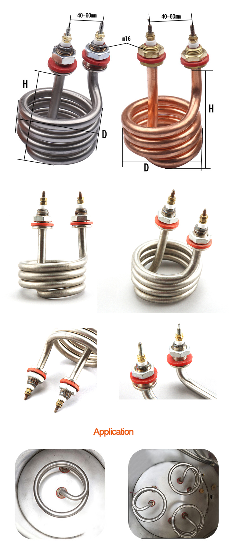 220v stainless steel electric resistance spiral tubular heater coil element