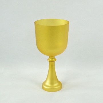 Crystal Singing Bowl: Golden Frosting Clear Crystal Holy Grail Octave 3rd 4th Music Instrument