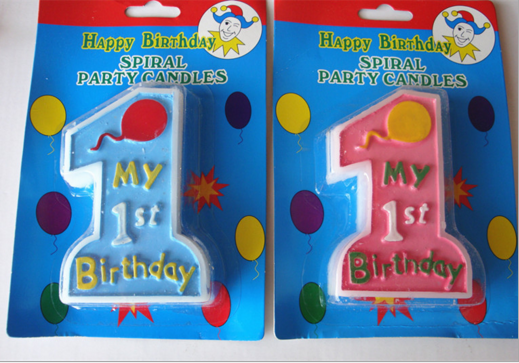 Blue And Pink Birthday Cake Candle