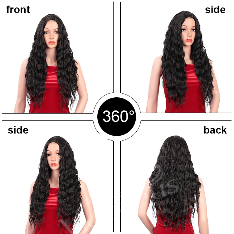 Wholesale U Part Water Wave Futura Curly Long For Black Women Synthetic Lace Wigs Heat Resistant Fiber