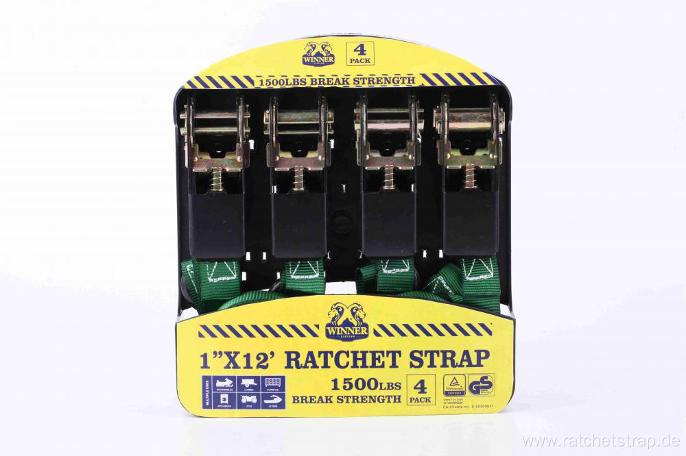 1''X12' 1500lbs Ratched Lashing Belt Kit  4 sets