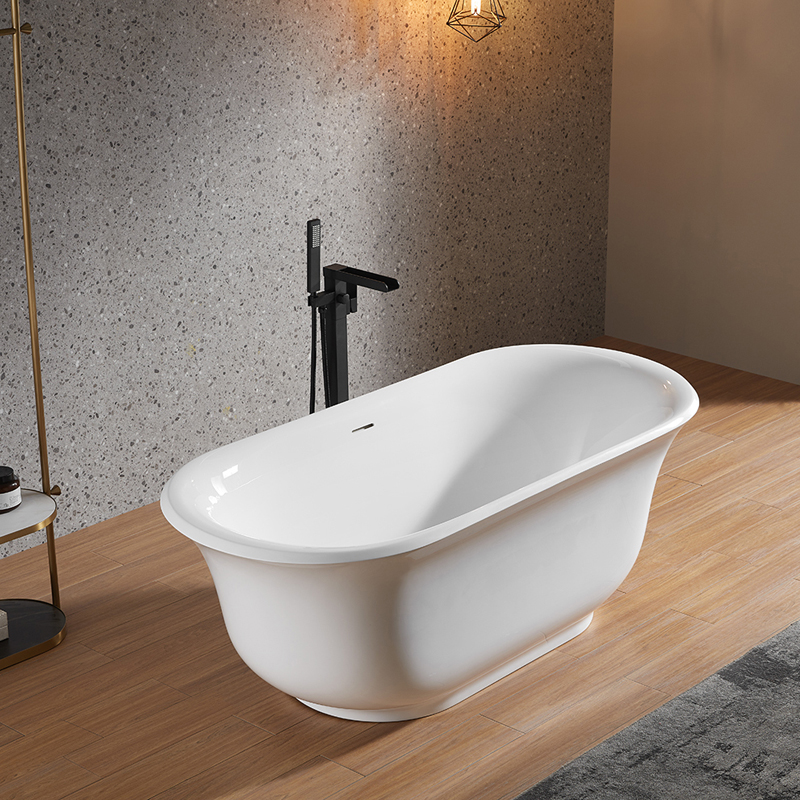 Modern Free Standing Adult Acrylic Bath Tub Easy Clean Acrylic Standing Floor White Bathtub