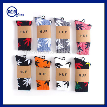 Yhao Brand Men's Socks Weed Leaf Jacquard Custom Cotton Plantlife Cannabis Marijuana Style Weed Socks