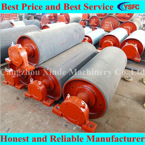 rubber coat belt conveyor tension drum pulley