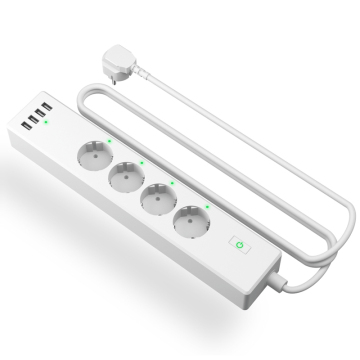 Eu Power Strip Power Extensions Strip Smart 4 Outlet Power Strip European Surge Protector TUYA