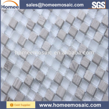White Matt Crystal Glass Mix Stone Mosaic Tile