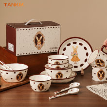 Kawaii Cute Brown Rhea Rabbit Dinnerware Gift Set