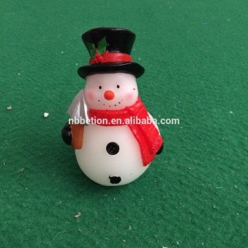 X'mas yellow flicking led candle snowman real wax candle christmas decoritive snowman candle led flameless flicking led candle