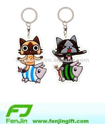 customized shaped pvc cute cat keychain