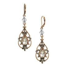 Vintage gold drop earring with bright zircon4