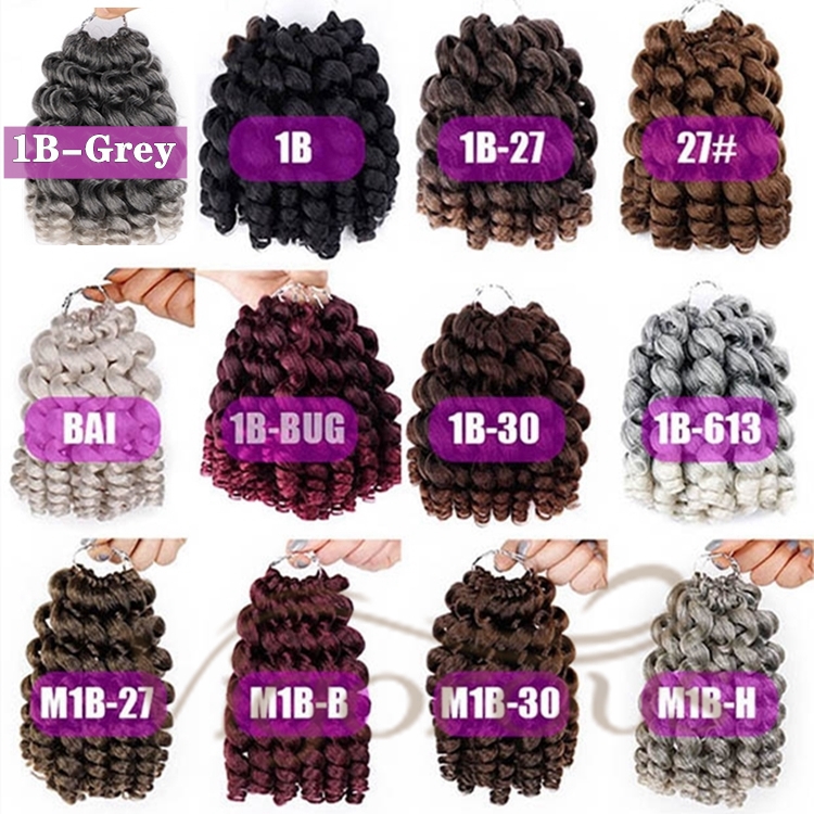 Vigorous 8 Inches 10 Strands Wand Curl Jamaican Crochet Braid Hair 13 Colors Pre Loop Synthetic Crochet Braiding Hair Extensions