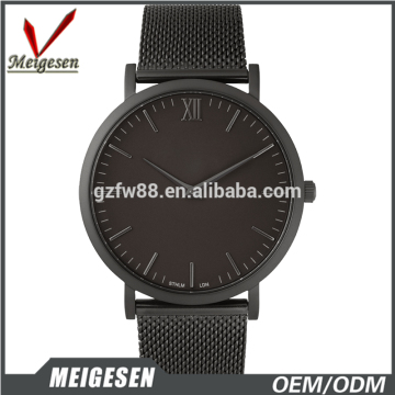 All matte black watches 2 hands miyota watches brand mesh steel watch