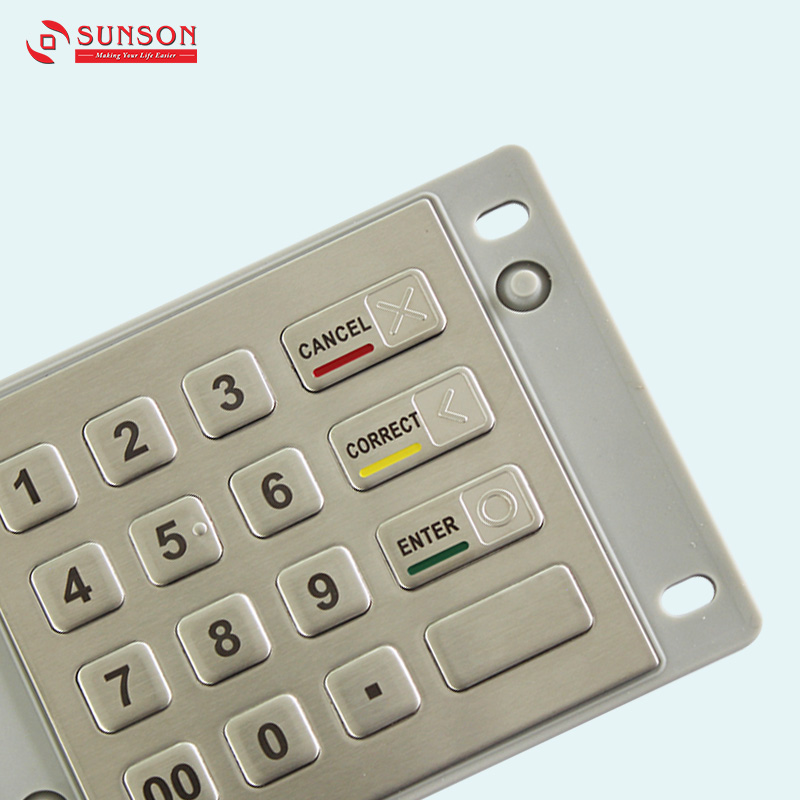 16 لوحة مفاتيح ATM من الفولاذ المقاوم للصدأ لتشفير البيانات