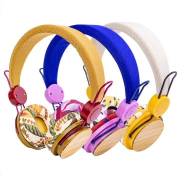 Real Bamboo wireless headphones with audio cable