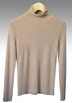 High collar worsted cashmere pullover
