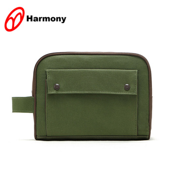 Army green 600D men shaving travel toiletry case